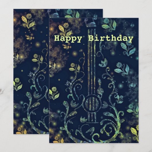 Happy Birthday - Romantic Flowers Guitar (Voorkant / Achterkant)