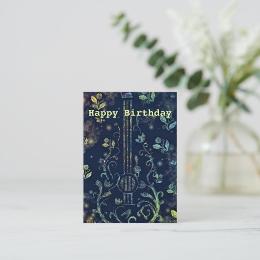 Happy Birthday - Romantic Flowers Guitar Notitiekaartje (Staand voorkant)