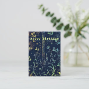 Happy Birthday - Romantic Flowers Guitar  Notitiekaartje