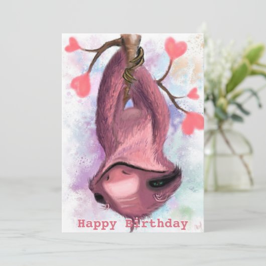 Happy Birthday - Romantic Sloth (Staand voorkant)