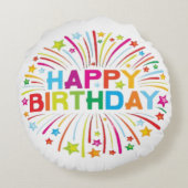 Happy Birthday Rond Kussen (Achterkant)