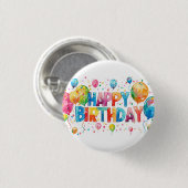 Happy Birthday Ronde Button 3,2 Cm (Voorkant /achterkant)