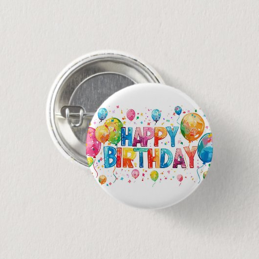 Happy Birthday Ronde Button 3,2 Cm (Voorkant /achterkant)