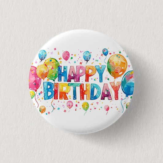 Happy Birthday Ronde Button 3,2 Cm (Voorkant)