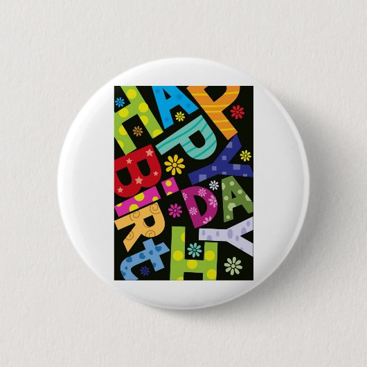 Happy Birthday Ronde Button 5,7 Cm (Voorkant)