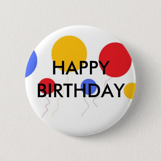 HAPPY BIRTHDAY RONDE BUTTON 5,7 CM (Voorkant)