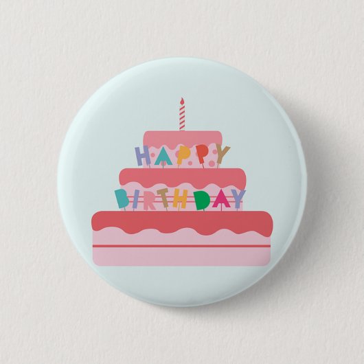 Happy Birthday Ronde Button 5,7 Cm (Voorkant)