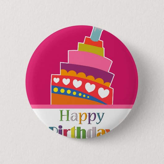 Happy Birthday Ronde Button 5,7 Cm (Voorkant)