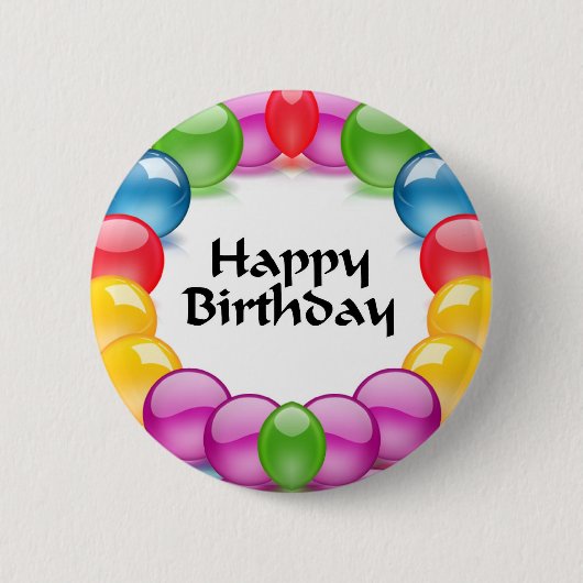 Happy Birthday Ronde Button 5,7 Cm (Voorkant)