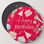 Happy Birthday Ronde Button 6,0 Cm (Voorkant /achterkant)