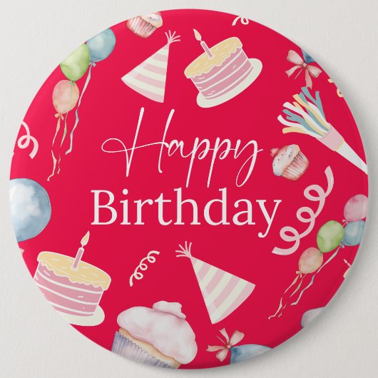 Happy Birthday Ronde Button 6,0 Cm (Voorkant)