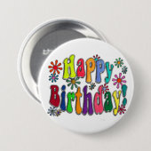 Happy Birthday Ronde Button 7,6 Cm (Voorkant /achterkant)