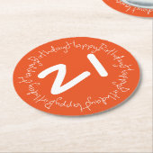 Happy Birthday Ronde Kartonnen Onderzetter (Gebogen)