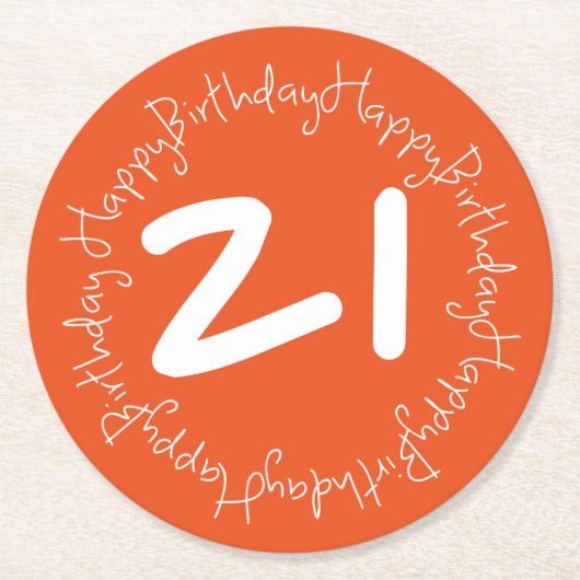 Happy Birthday Ronde Kartonnen Onderzetter (Voorkant)