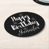 Happy Birthday Ronde Kartonnen Onderzetter (Gebogen)