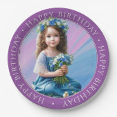 Happy Birthday Ronde Papier Bord (Voorkant)