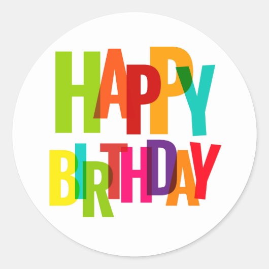 Happy Birthday Ronde Sticker (Voorkant)
