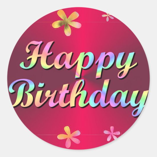 Happy Birthday Ronde Sticker (Voorkant)