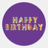 Happy Birthday Ronde Sticker (Voorkant)