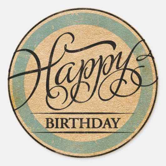 Happy Birthday Ronde Sticker (Voorkant)