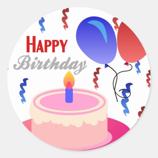 Happy Birthday Ronde Sticker (Voorkant)