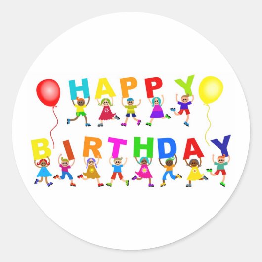 Happy Birthday Ronde Sticker (Voorkant)