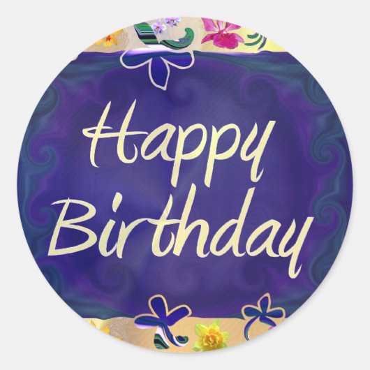 Happy Birthday Ronde Sticker (Voorkant)