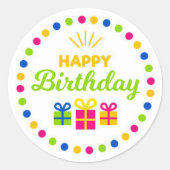 Happy Birthday Ronde Sticker (Voorkant)