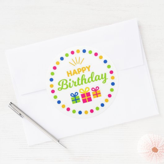 Happy Birthday Ronde Sticker (Envelop)