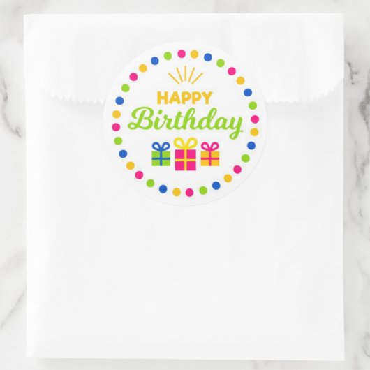 Happy Birthday Ronde Sticker (Tas)