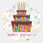 Happy Birthday Ronde Sticker (Voorkant)