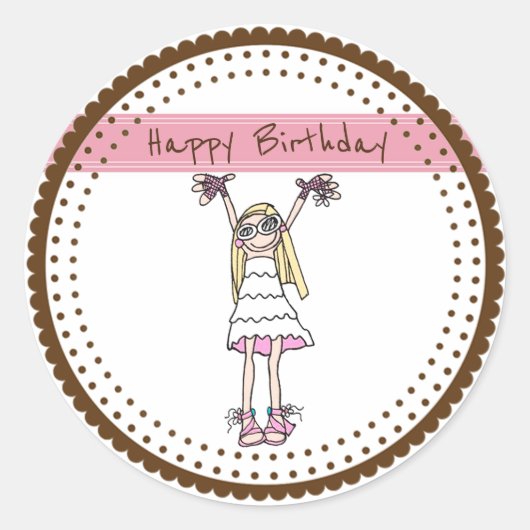 Happy Birthday Ronde Sticker (Voorkant)