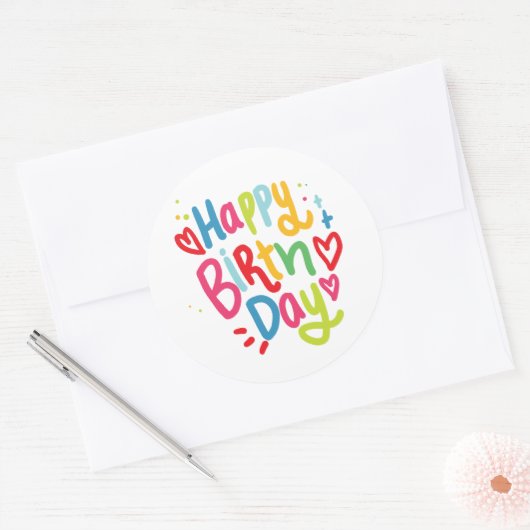 Happy Birthday Ronde Sticker (Envelop)