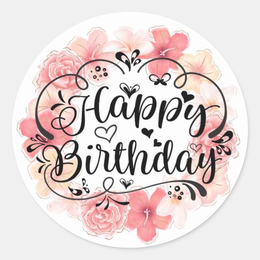 Happy Birthday Ronde Sticker (Voorkant)