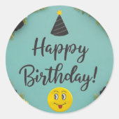 Happy Birthday Ronde Sticker (Voorkant)