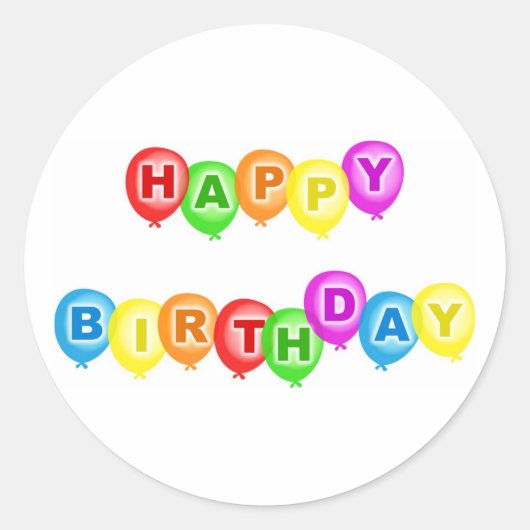 Happy Birthday Ronde Sticker (Voorkant)