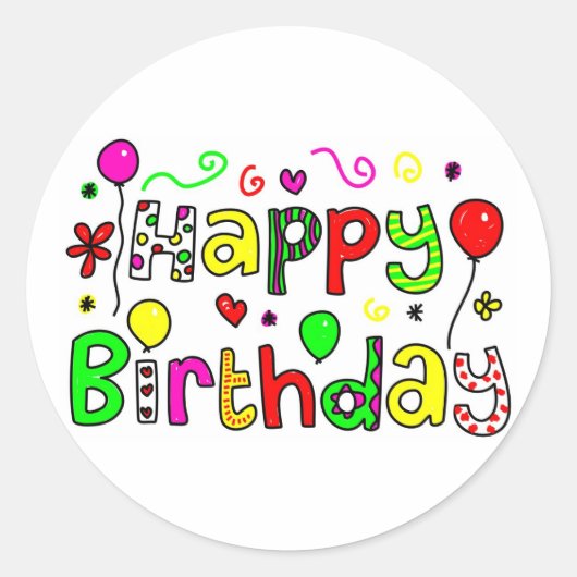 Happy Birthday Ronde Sticker (Voorkant)