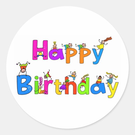 Happy Birthday Ronde Sticker (Voorkant)