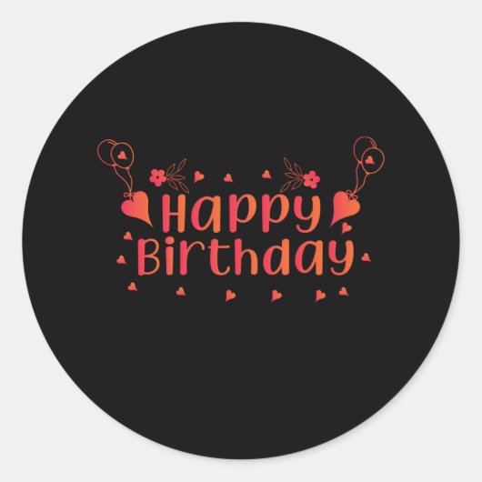 Happy Birthday. Ronde Sticker (Voorkant)