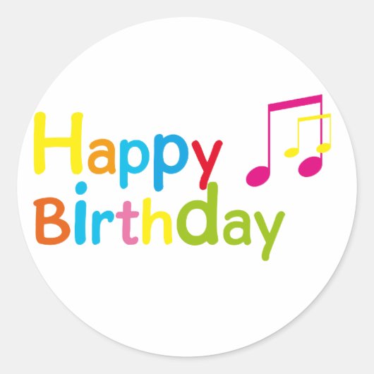 Happy Birthday Ronde Sticker (Voorkant)