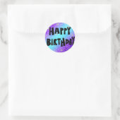 Happy Birthday Ronde Sticker met Bloemen (Tas)