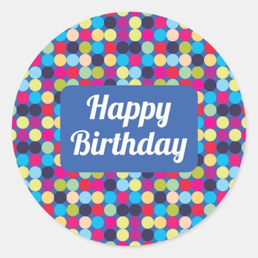 Happy Birthday - Ronde Stickers (Voorkant)