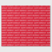 Happy Birthday rood en wit patroon modern geschenk Cadeaupapier (Vlak)