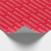 Happy Birthday rood en wit patroon modern geschenk Cadeaupapier (Hoek)