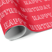 Happy Birthday rood en wit patroon modern geschenk Cadeaupapier (Rol Hoek)