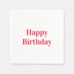 "Happy Birthday" rood wit feestpapier Servet