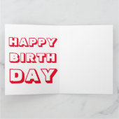 Happy Birthday, rood wit, modern vet Kaart (Binnen)