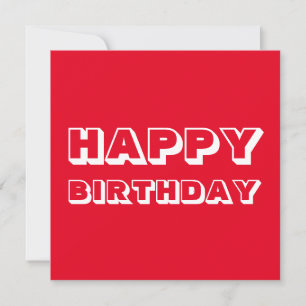 Happy Birthday, rood wit, modern vet Kaart