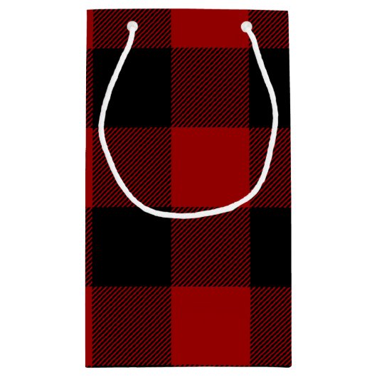 Happy Birthday rood zwart buffel plaid Klein Cadeauzakje (Achterkant)