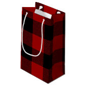 Happy Birthday rood zwart buffel plaid Klein Cadeauzakje (Achterkant Gekanteld)
